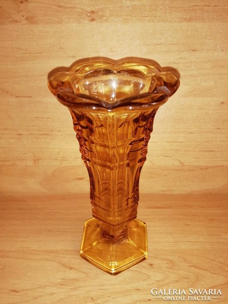 Retro borostyán üveg váza 17 cm (3/d)