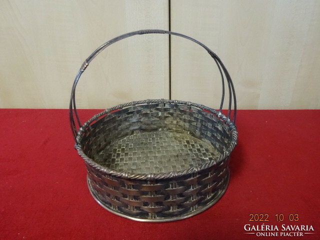 Antique, copper, wicker basket with handles, diameter 20 cm. He has! Jokai.