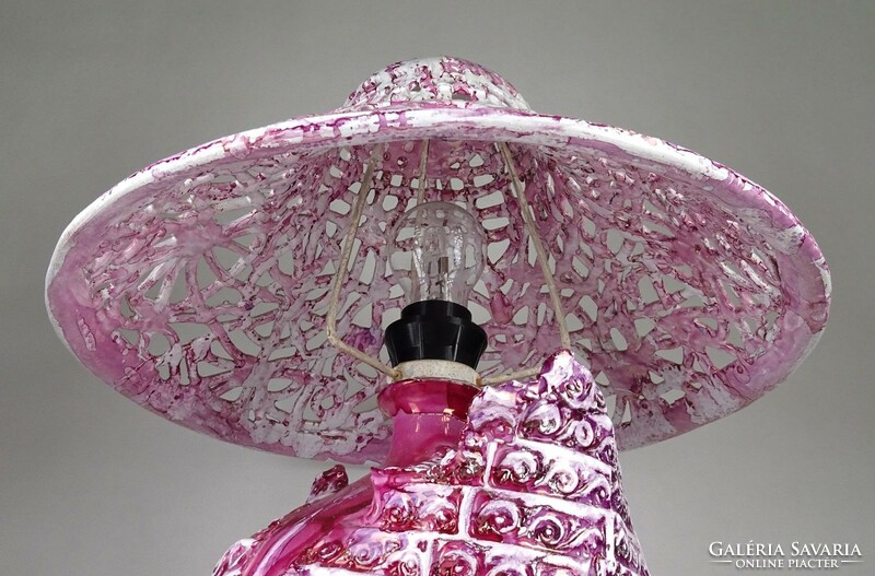 1K605 Iparművészeti rózsaszín kerámia lámpa 55 cm