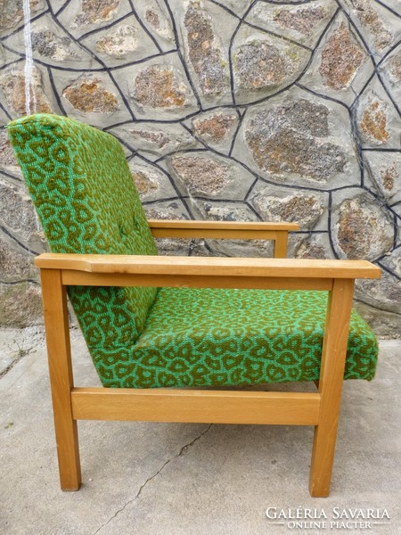 Retro armchair, green, with original upholstery ii.