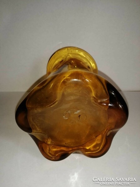 Torn amber thick glass vase 18 cm (3/d)