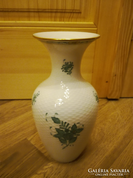 Herendi zöld Apponyi mintás porcelán váza 26 cm