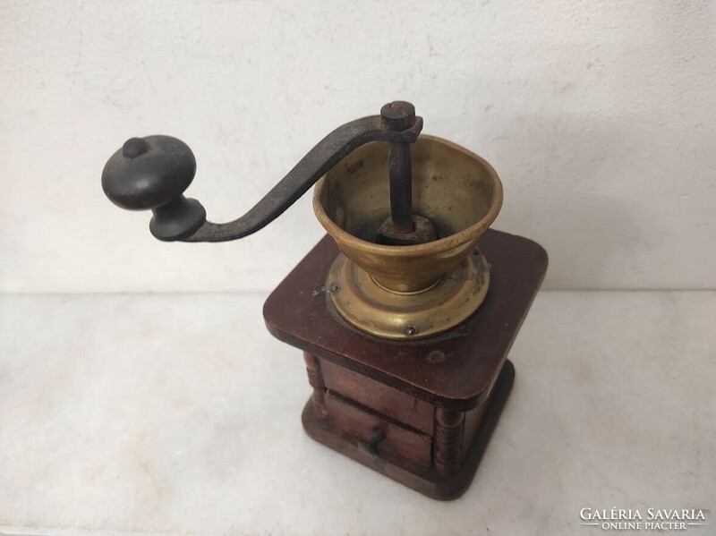Antique coffee grinder small patinated wooden coffee grinder kitchen tool 902 6025