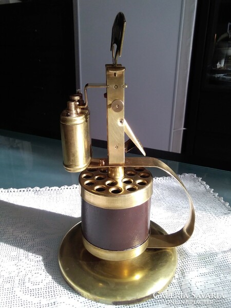 Retro oldtimer flint copper lighter and cigarette holder, excellent condition!
