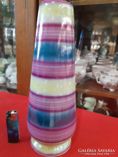 Old eosin colored porcelain vase. Marked. 28.5 Cm.