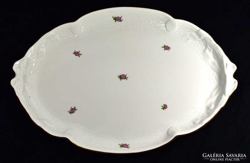 Herend large porcelain tray with tiny flowers with a bow relief pattern!