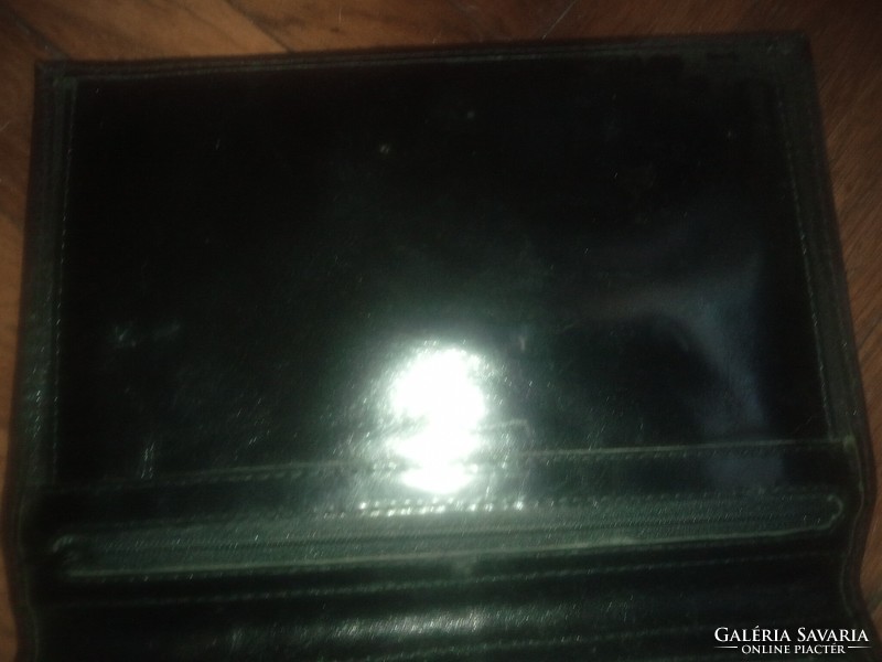 Demanding retro black leather briefcase