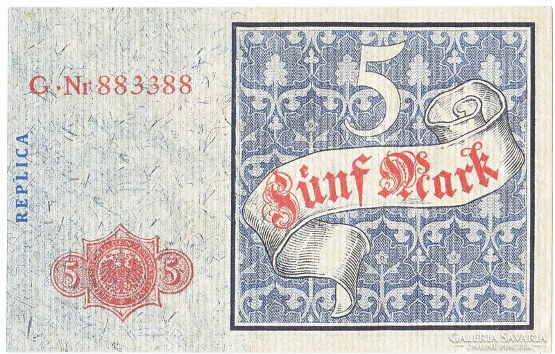 Germany 5 marks 1882 replica unc