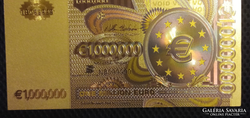 24 karátos aranyozott Egymillió euró bankjegy