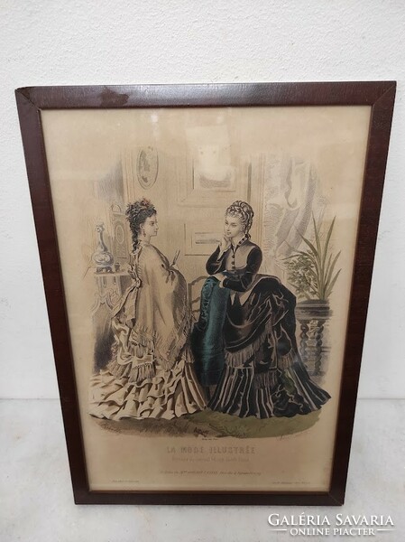 Antique Biedermeier print picture wall decoration dress fashion in frame 495 5935