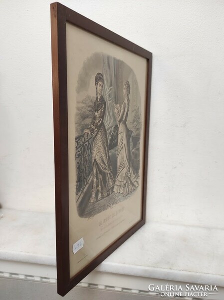 Antique Biedermeier print picture wall decoration dress fashion in frame 493 5933