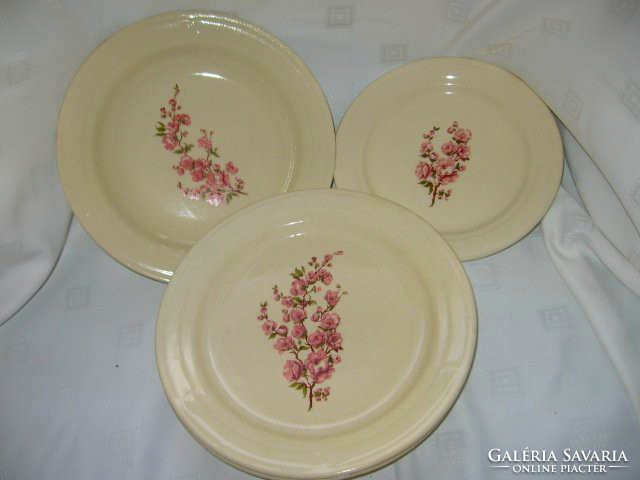 Fs stas vintage, shabby peach blossom ceramic plate 3 pieces in one