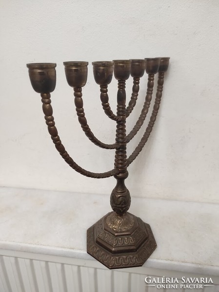 Antik menora patinás réz menóra judaika zsidó gyertyatartó 7 ágú gyertya tartó 945 6070