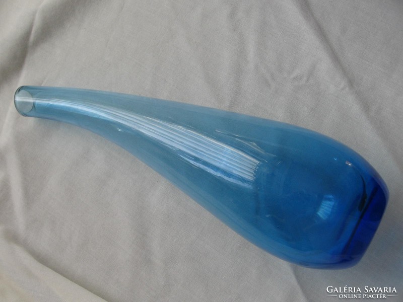 Blue scandinavian curved artistic vase