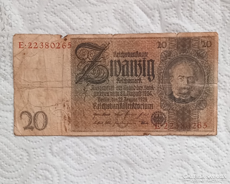 Régi  német 20   Reicnsmark /1929/ bankjegy