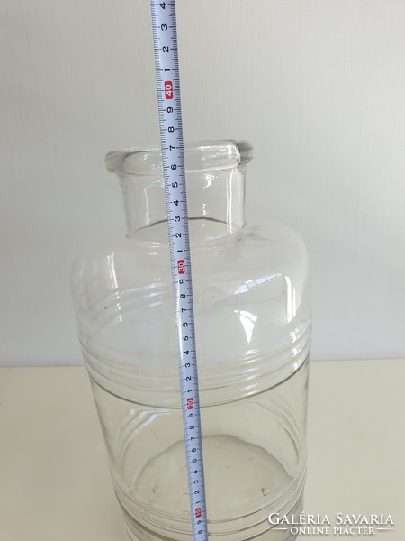 Régi vintage befőttes dunsztos üveg 8 literes csíkos domború mintás hordó alakú