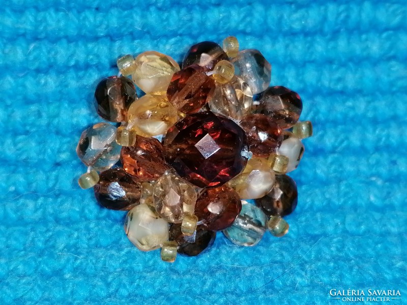 Old German glass beaded small brooch (418)