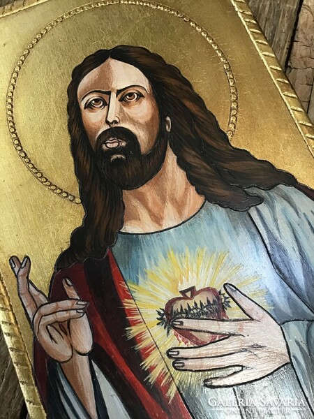 Kézzel festett fa ikon fatáblára