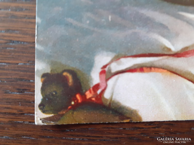Old children's photo 1926 baby teddy bear postcard postcard