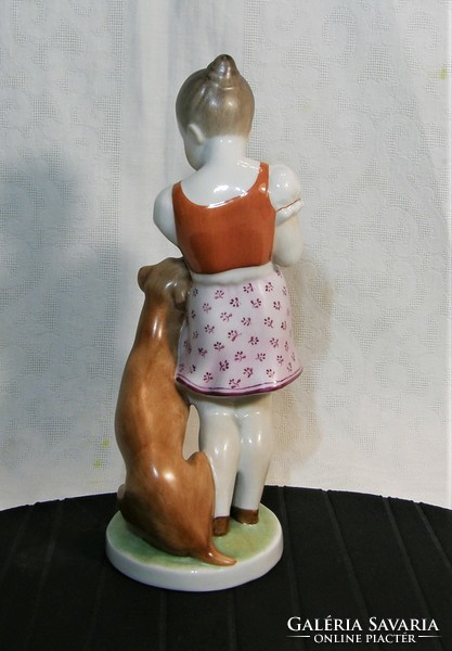 Little girl with a dog - Herend porcelain figurine - 22 cm