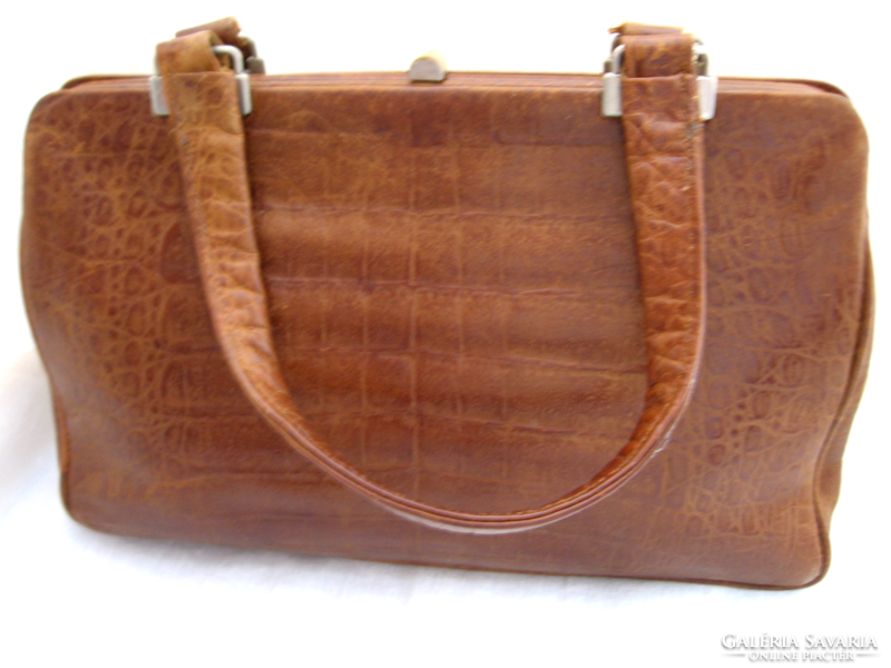 Crocodile leather elegant brown retro bag