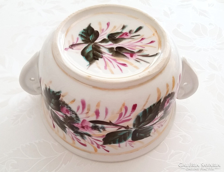 Old flowery thick-walled porcelain bowl rose folk antique coma bowl