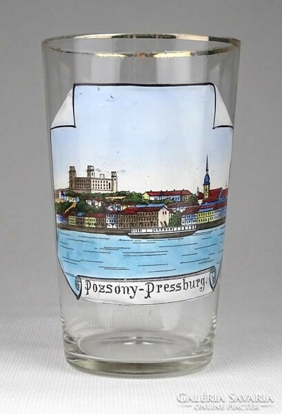 1J173 old hand-painted Bratislava visual blown glass cup 11.5 Cm