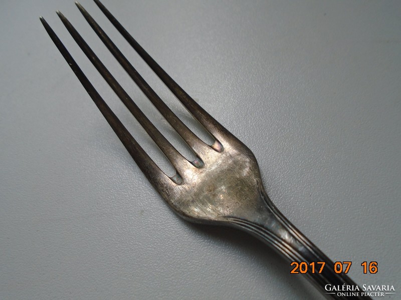 Antique max heseler düsseldorf silver-plated 90 delicacy alpaca fork with convex art nouveau leaf pattern