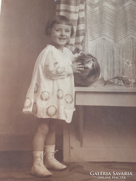 Old child photo vintage photo of little girl with ball