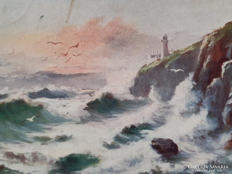 Régi művészet képeslap 1906 Port Skillion Isle of Man Ausztrália tengerpart levelezőlap