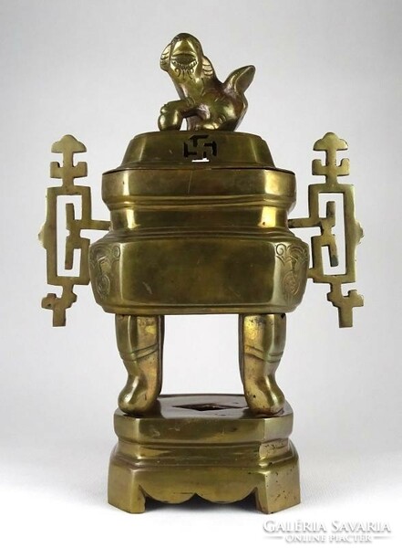 1J463 old fo dog decorative copper Chinese pot ornament 40 cm