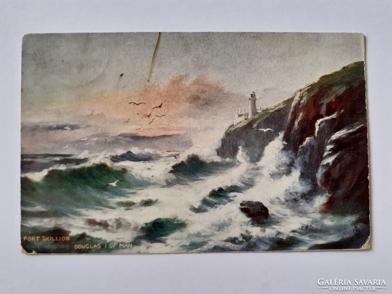Régi művészet képeslap 1906 Port Skillion Isle of Man Ausztrália tengerpart levelezőlap