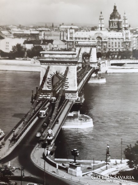 Old postcard 1960 budapest chain bridge photo postcard