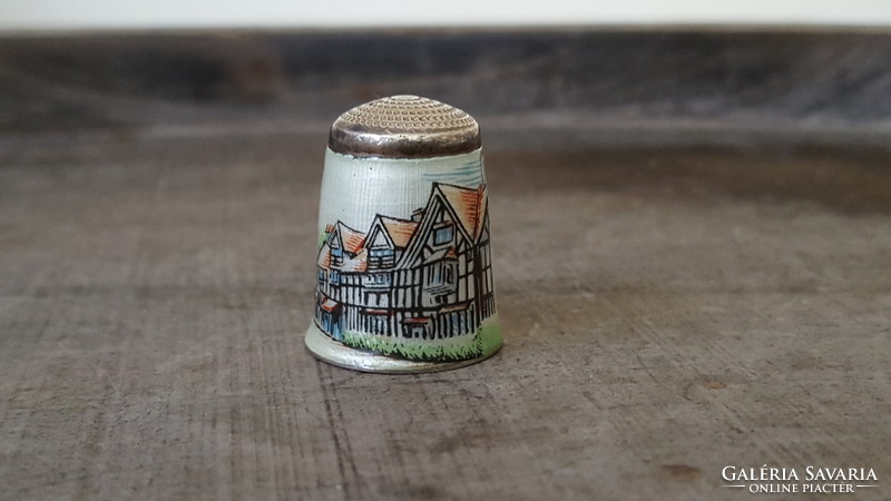 Silver thimble with spectacular fire enamel decoration