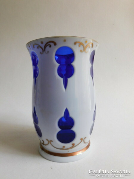 Multi-layered peeled, painted bieder glass cup