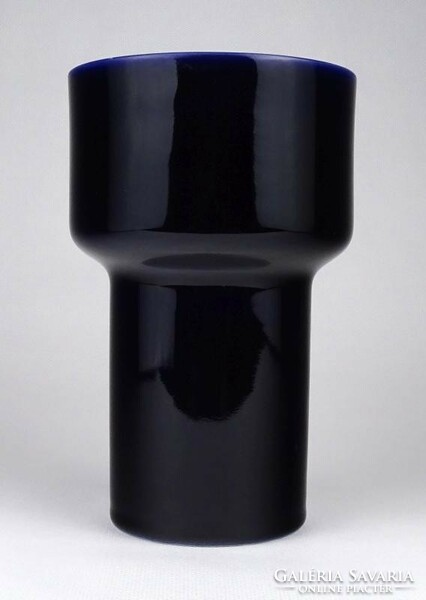 1K674 Kobaltkék színű Hollóházi porcelán váza studio váza 18 cm