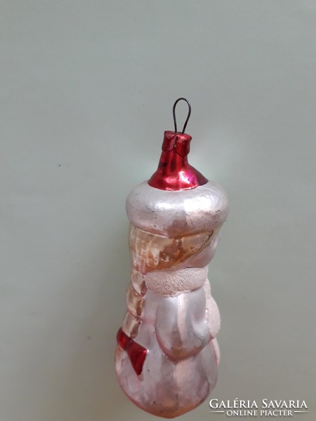 Old glass Christmas tree ornament Russian little girl with braided hair glass ornament