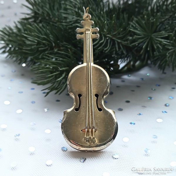 Old Christmas tree ornament metal violin 9cm
