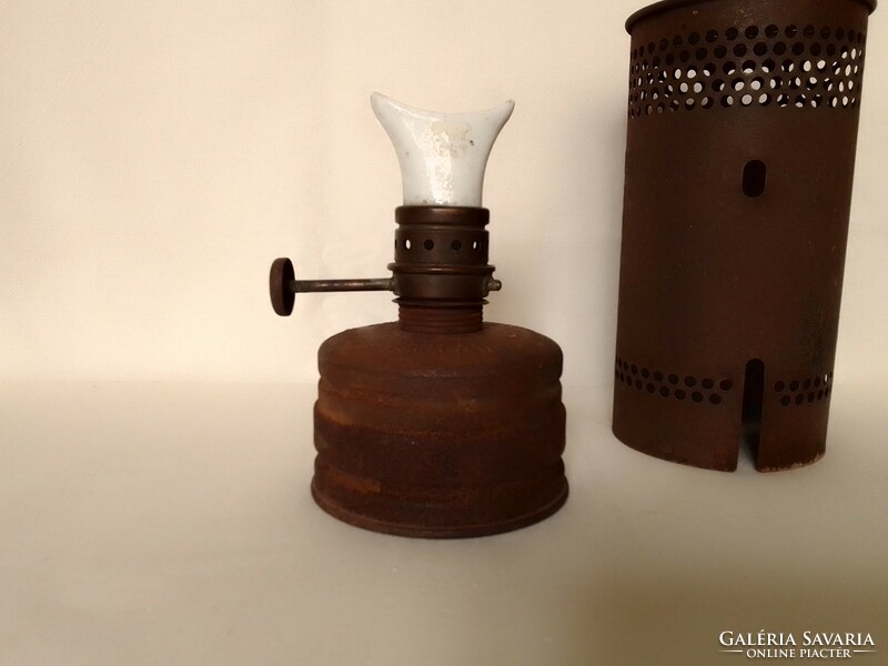 Antique Old Wartime German Diesel/Petroleum Lamp with Metal Shade, Marked 1942, Rarity Collectors