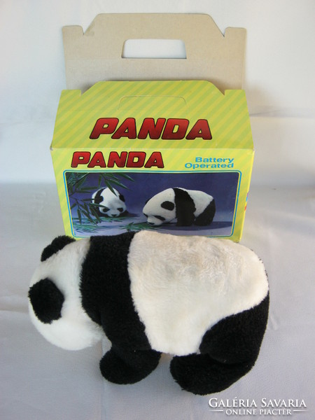 Retró elemes játék plüss panda mackó dobozában