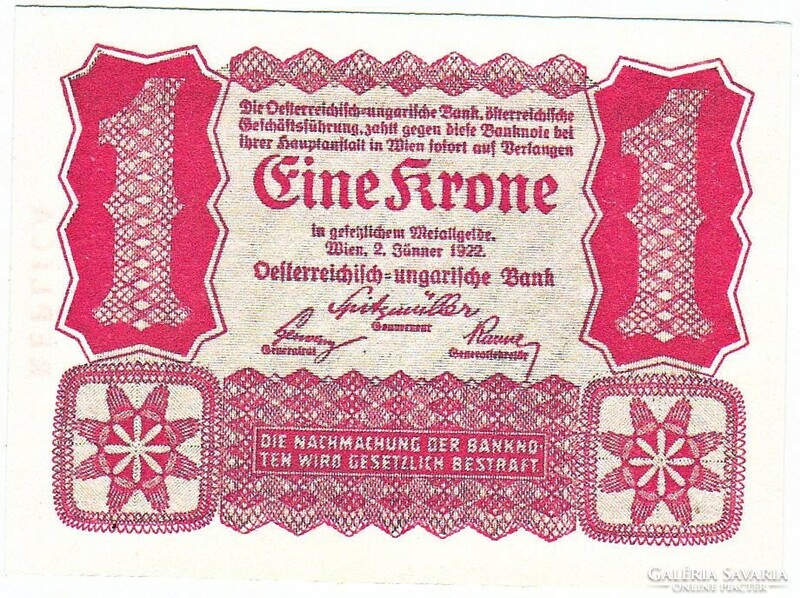 Ausztria 1 korona 1922 REPLIKA UNC