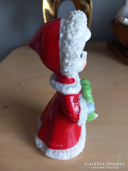 Napco (japan) Christmas girl with a porcelain wreath.