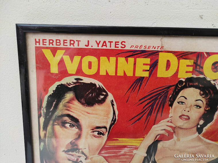 Antik 1950 es évek film plakát színes Yvonne De Carlo mozi nem régi keretben  968 6096