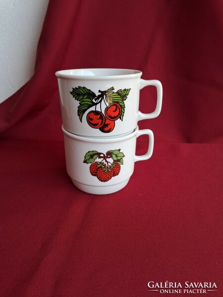 Rare Zsolnay Cherry Strawberry Fruity Cocoa Mug Nostalgia Collector Village Peasant Decoration