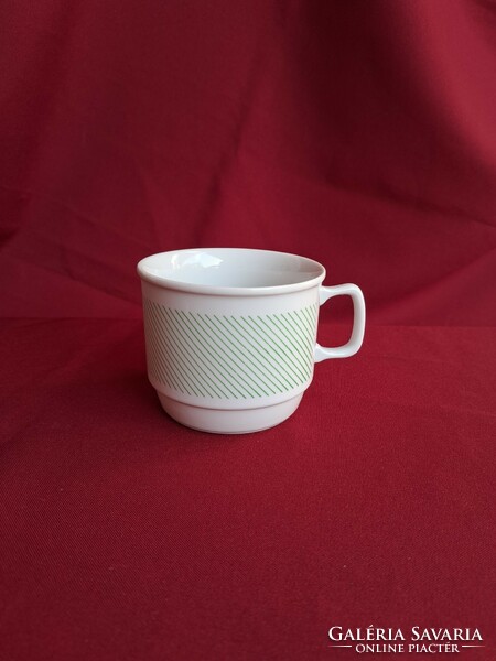 Retro cocoa Zsolnay green striped mugs mug, nostalgia collector's item