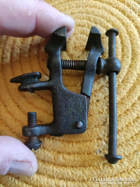 Old cast iron jeweler's mini vise with anvil