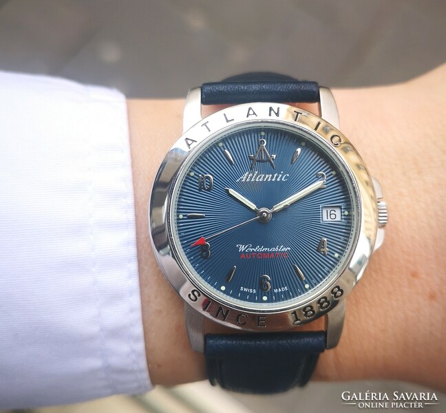 Atlantic worldmaster automatic eta 2824-2 watch with an elegant dark blue dial
