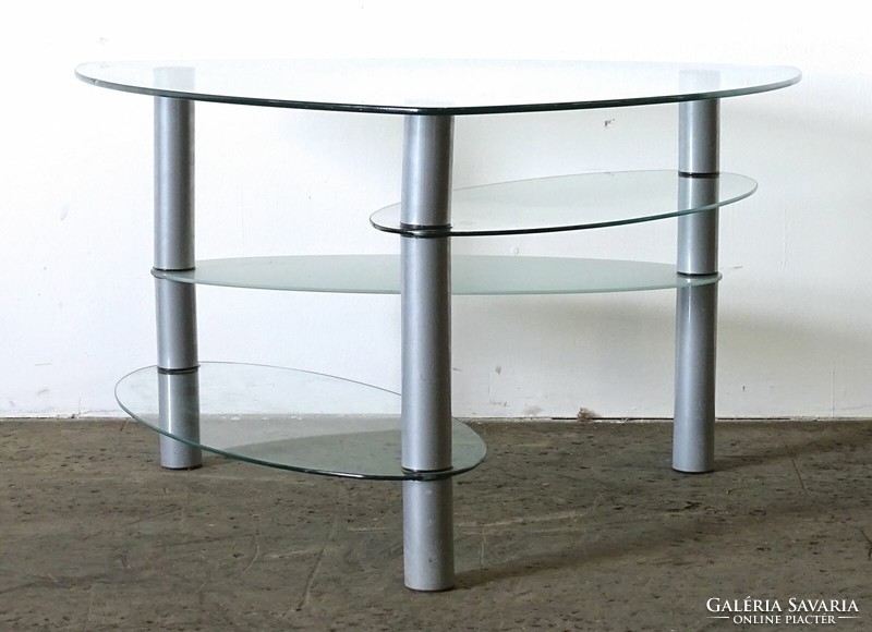 1K732 Modern háromlábú üvegasztal dohányzóasztal 50 x 89 x 89 cm