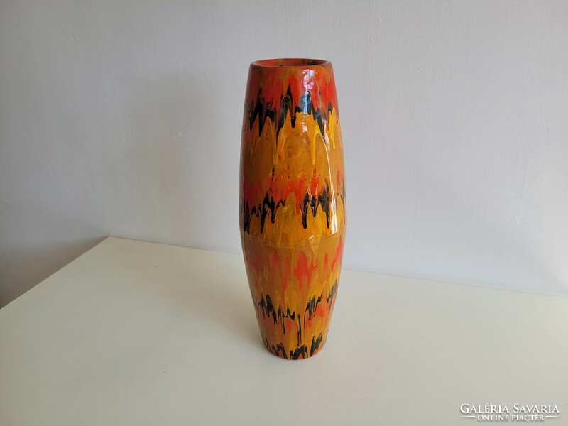 Old retro enameled vase mid century enamel floor vase
