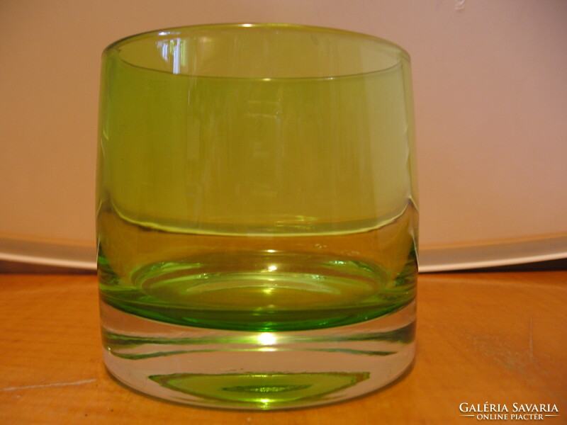 Nehéz kristály zöld pohár, jeges, cukros tartó